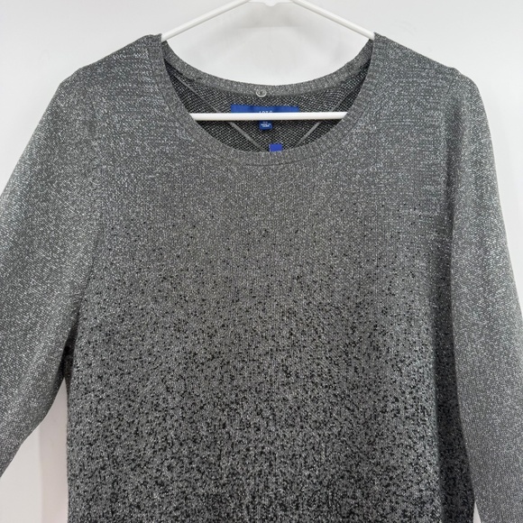 Apt 9 Sweater Women 0X NEW Black Silver Metallic Long Sleeve Knit Pullover Top - Picture 4 of 12